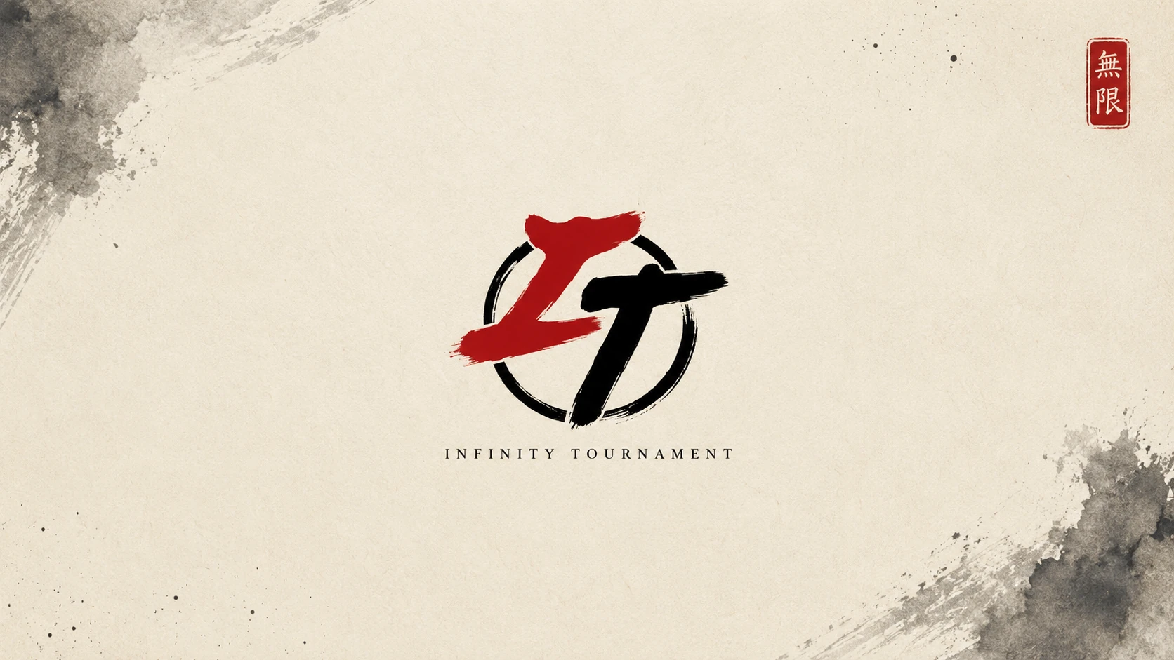 Infinity Tournament brushstroke emblem on parchment.